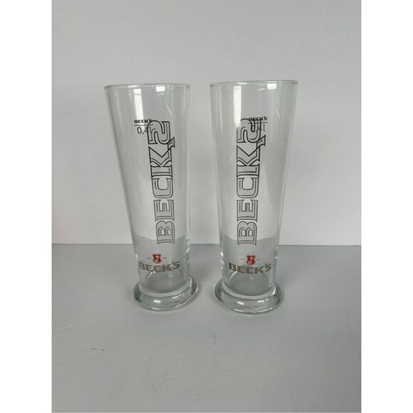 BECK'S set of 2 -0.4 liter bar pub beer glasses - Picture 2 of 3